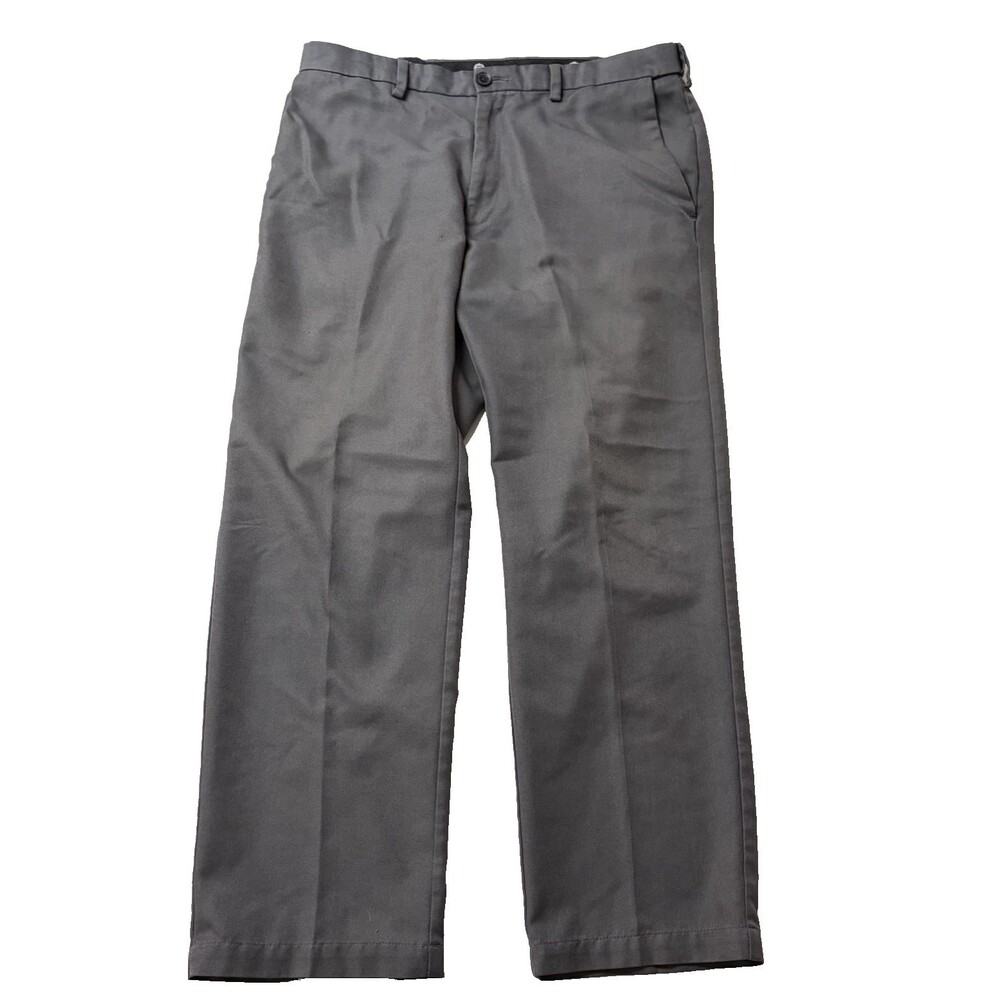 Haggar Comfort Waist Classic Size 34x30 Gray Flat Front Pants